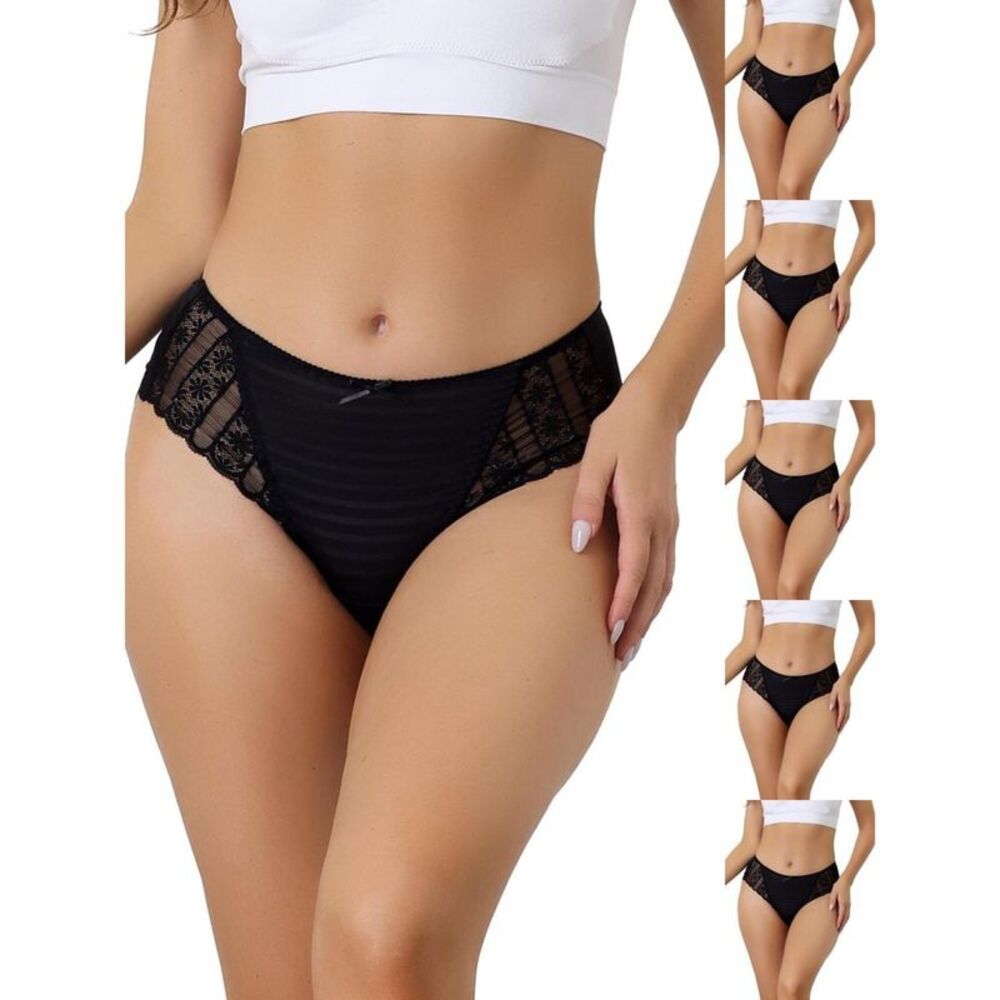 INSPIRE CHIC -  Women's Lace Mid-Waisted Full Coverag Black